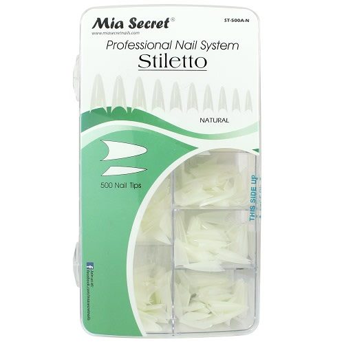 NAIL TIPS STILETTO NATURAL 500UN MIA SECRET